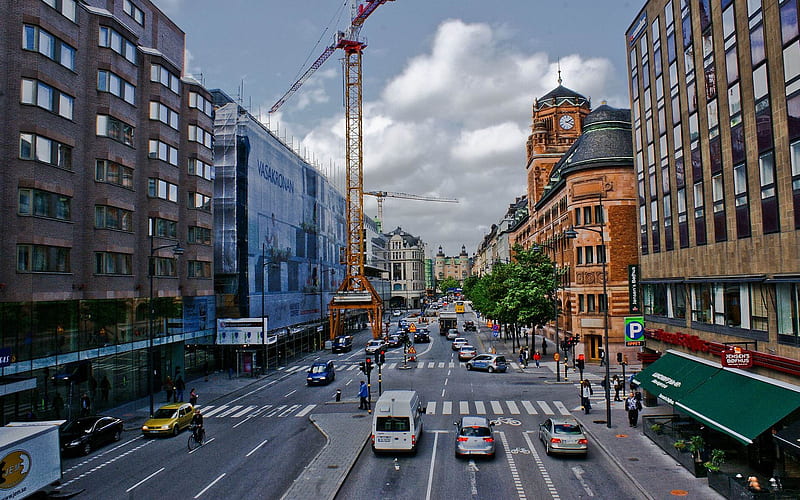 City streets-Stockholm Sweden landscape graphy, HD wallpaper