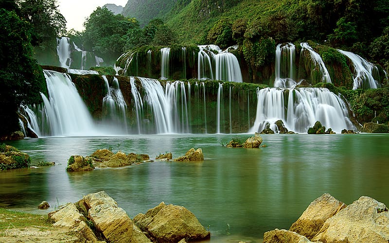 Waterfalls, Waterfall, , China, Vietnam, Ban Gioc Detian Falls, HD ...