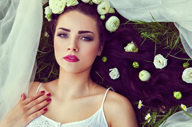 Beautiful Bride, wedding day, white roses, dreamer, makeup, bride, self care, softness, HD wallpaper