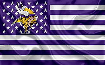 Minnesota Vikings, American football team, creative American flag, violet white flag, NFL, Minneapolis, Minnesota, USA, logo, emblem, silk flag, National Football League, American football, HD wallpaper