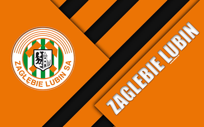 Zaglebie Lubin FC logo, material design, Polish football club, orange black abstraction, Lubin, Poland, Ekstraklasa, football, HD wallpaper