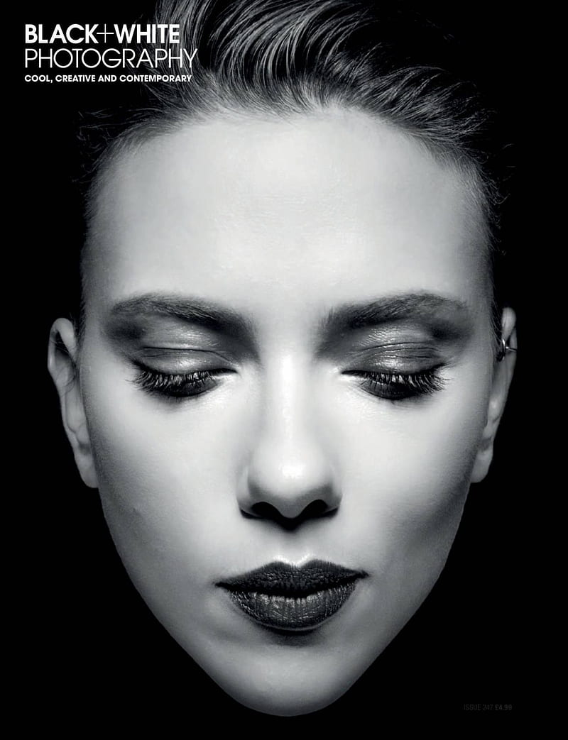 Scarlett Johansson, monochrome, face, actress, closed eyes, HD phone wallpaper