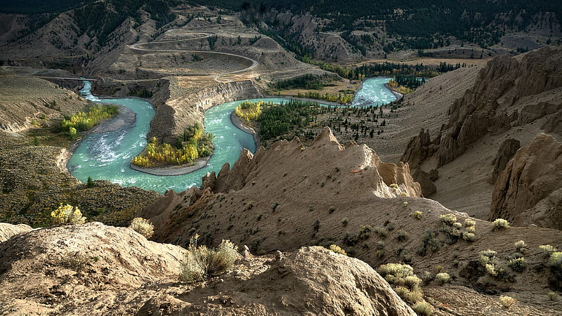 The Chilcotin River, British Columbia, nature, river, canada, mountains, HD wallpaper