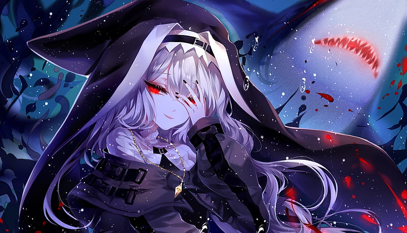 Arknights, specter, red eyes, necklace, darkness, night, creepy smile, Anime,  HD wallpaper | Peakpx