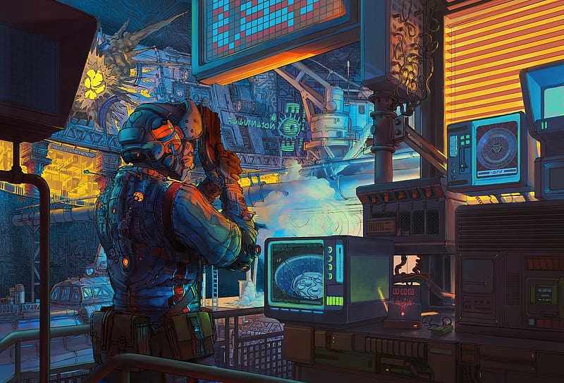 Weapon, Cyberpunk, Warrior, Sci Fi, Futuristic, HD wallpaper