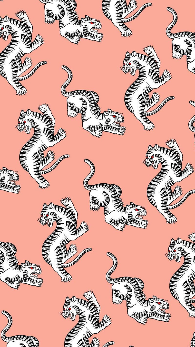 Tigers on pink. Pink art print, Art , Pattern art, Traditional Tattoo, HD phone wallpaper
