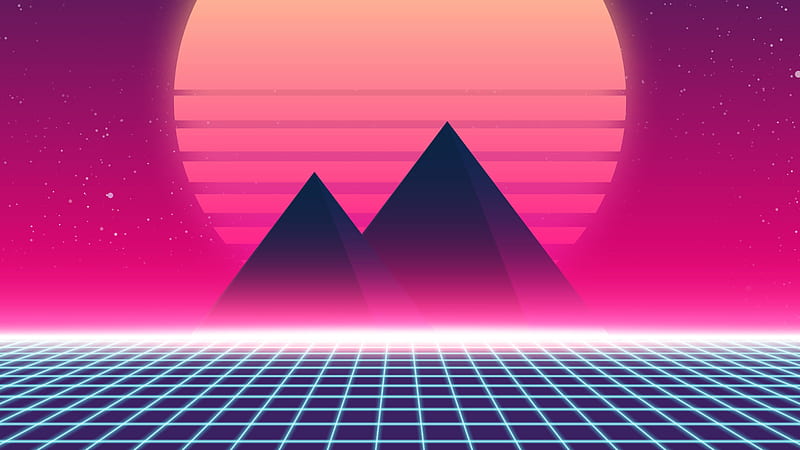 Retrowave 90s, synthwave, abstract, retrowave, HD wallpaper
