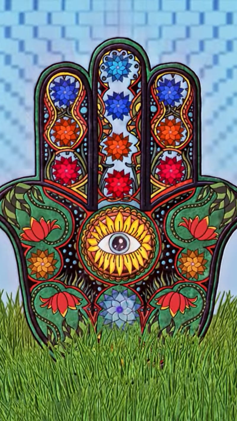 Hamsa, flower, god, hand, jew, nature, olho, paz, shine, symbol, HD phone wallpaper
