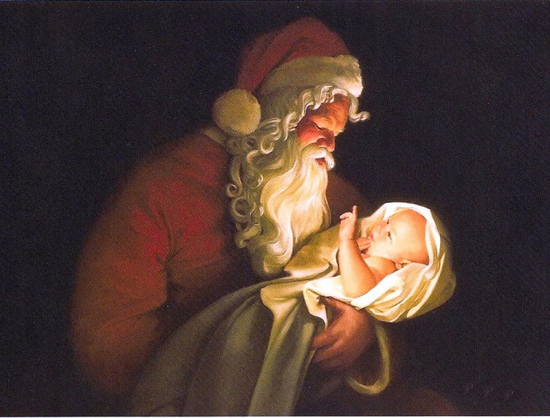 CHRISTMAS ?, Christmas, Santa, baby, Jesus, HD wallpaper