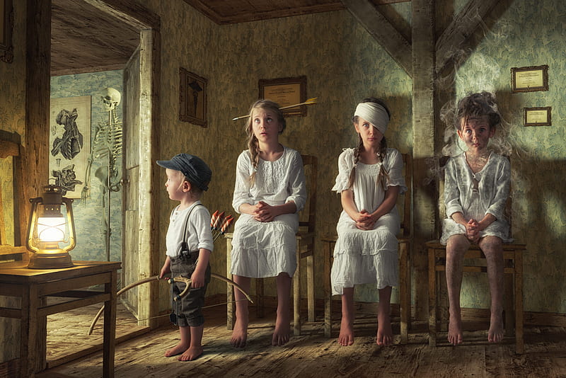 Young Michel from Lonneberga part 2 : The doctor's waiting room, john wilhelm, waiting room doctor, boy, children, copil, young michel, funny, creative, fantasy, HD wallpaper