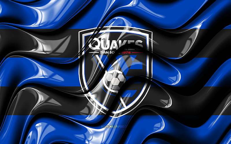 San Jose Earthquakes flag blue and black 3D waves, MLS, american soccer team, football, San Jose Earthquakes logo, soccer, San Jose Earthquakes FC, HD wallpaper