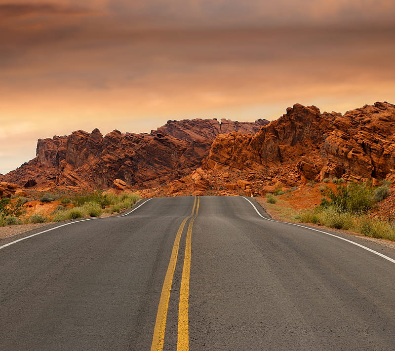 Desert Road, desert, mountain, path, road, HD wallpaper