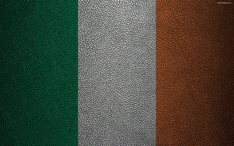 Flag of Ireland leather texture, Irish flag, Europe, flags of Europe, Ireland, HD wallpaper