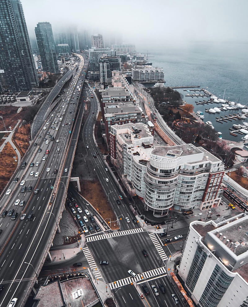 cityscape, Toronto, city, traffic, aerial view, HD phone wallpaper
