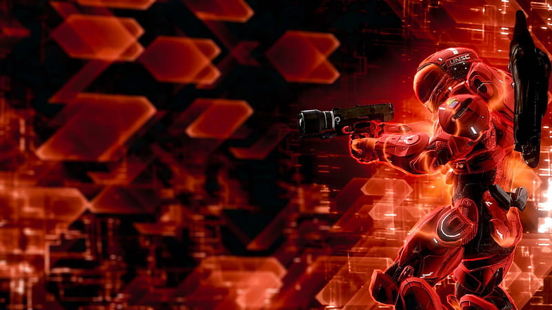 Fatal Sequence, Red, Halo, digital, attack, Spartan, Detonator, HD wallpaper