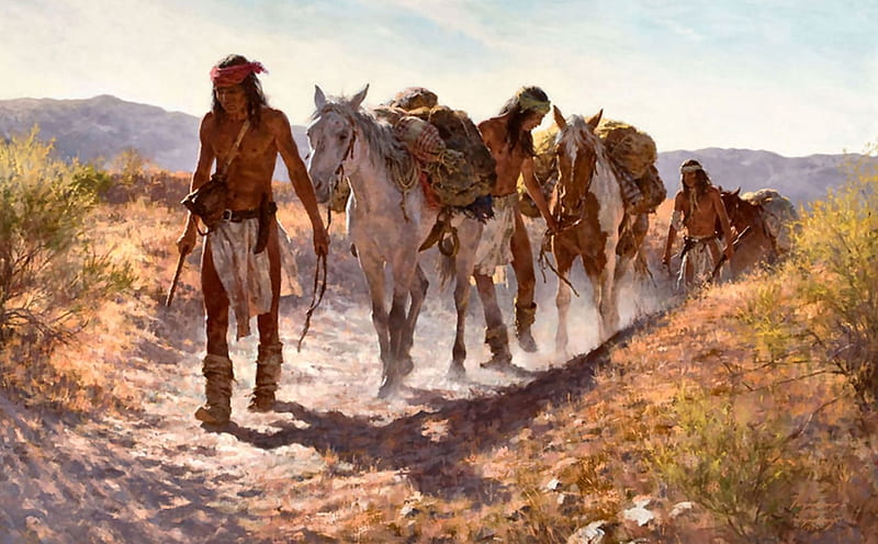 Plunder From Sonora , Old West, art, painting, wide screen, Native American, bonito, illustration, artwork, HD wallpaper