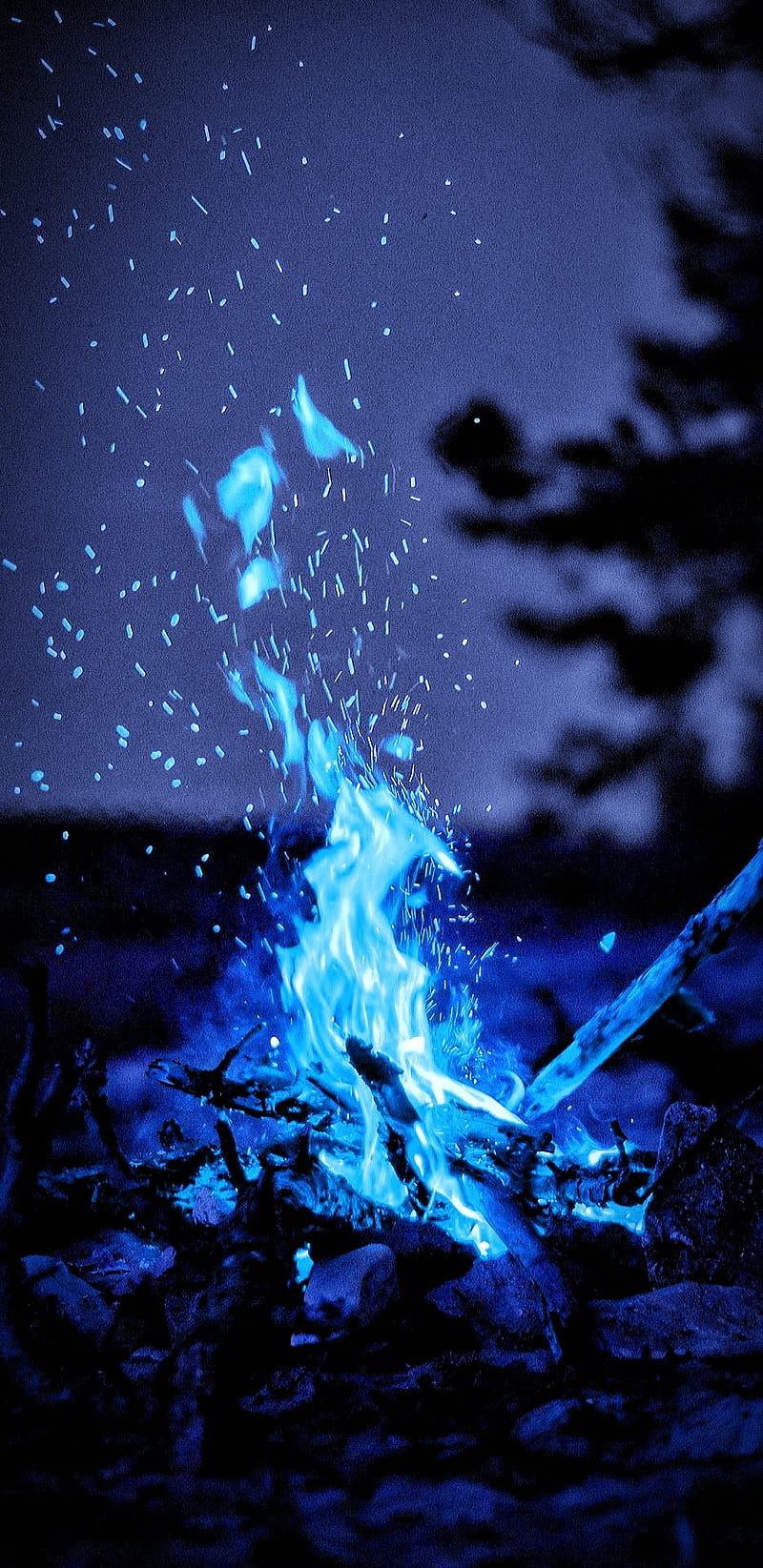 Blue Fire, 2019, camping, fire, holiday, iphone x, note9, relax, samsung, HD phone wallpaper