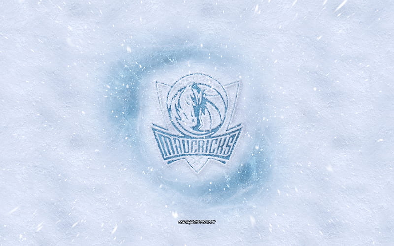 Dallas Mavericks logo, American basketball club, winter concepts, NBA, Dallas Mavericks ice logo, snow texture, Dallas, Texas, USA, snow background, Dallas Mavericks, basketball, HD wallpaper