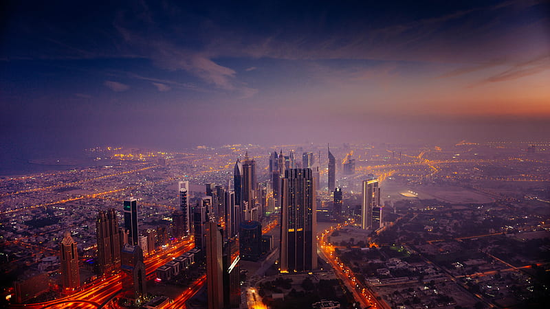 Dubai Sunrise City , dubai, world, sunrise, graphy, buildings, HD wallpaper