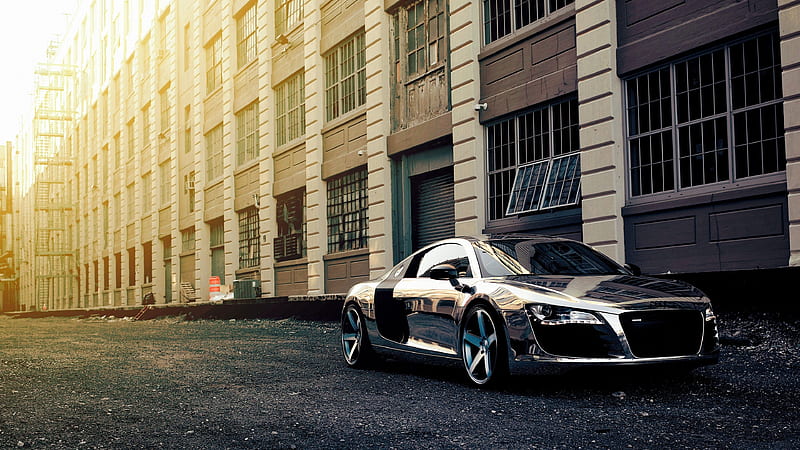 Audi R8 Chrome Wrap, audi, carros, audi-r8, chrome, wrap, HD wallpaper