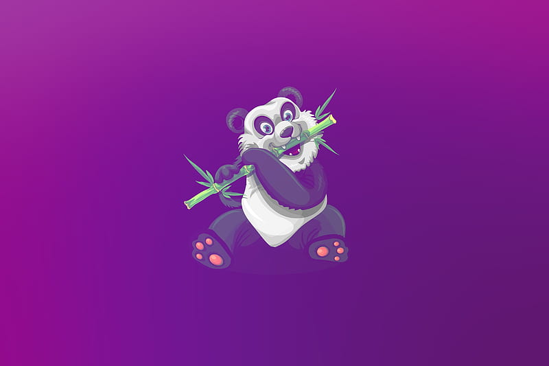 cute panda, digital art, eating bamboo, Others, HD wallpaper