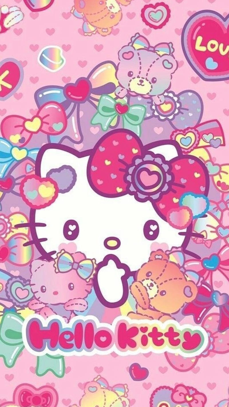 Retro Kitty Cartoon Cute Girly Hello Kitty Kawaii New Pink Rainbow Themes Hd Mobile Wallpaper Peakpx