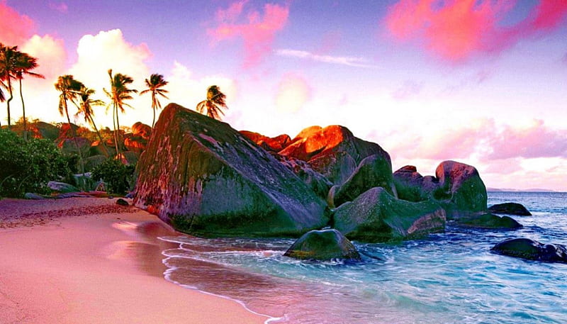 Paradise Island, beach, colorful, kid safe, fantasy, HD wallpaper