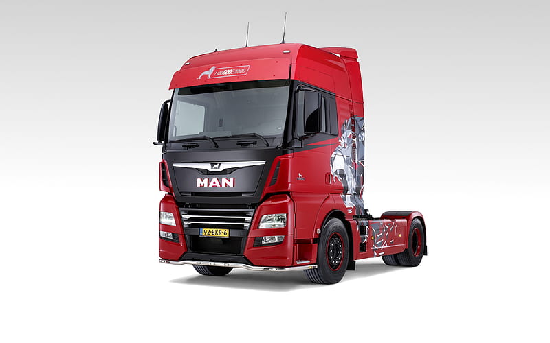 MAN TGX, 2020, Red Lion 500 Edition, red truck, new red TGX, exterior, tuning TGX, modern truck, MAN, HD wallpaper