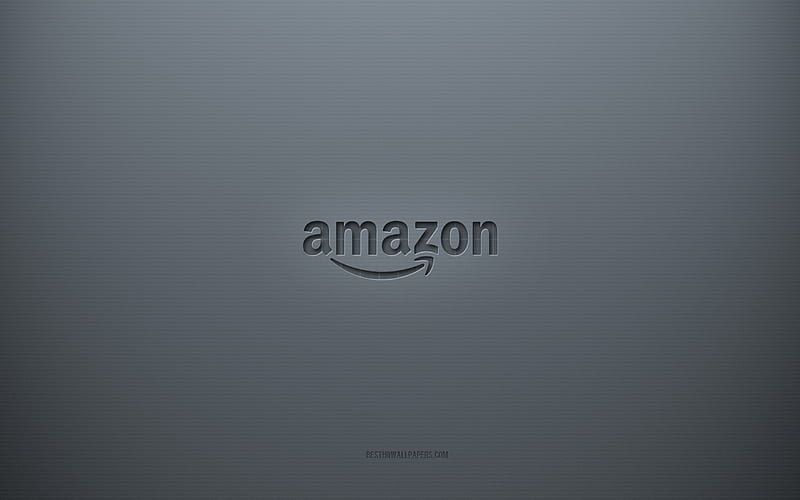 Amazon logo, gray creative background, Amazon emblem, gray paper texture, Amazon, gray background, Amazon 3d logo, HD wallpaper