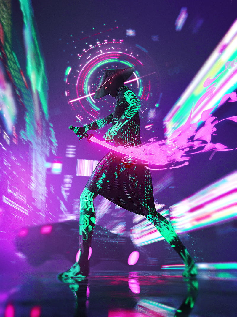 Cyberpunk samurai 1080P, 2K, 4K, 5K HD wallpapers free download