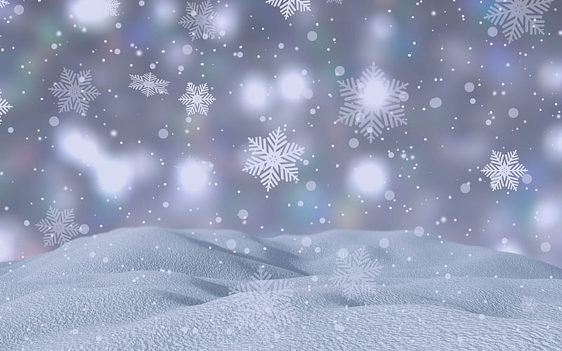 white winter background, snowflakes, snow, blur, background with snowflakes, winter texture, HD wallpaper