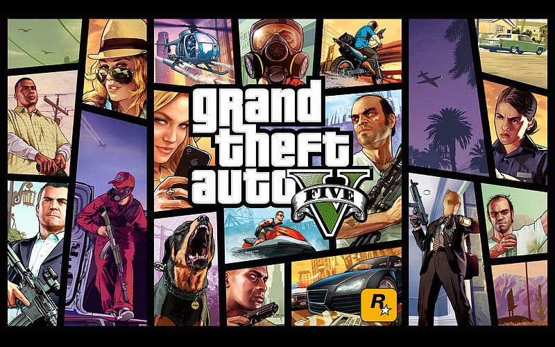 Video Game, Grand Theft Auto, Grand Theft Auto V, Franklin Clinton, Michael De Santa, Chop (Grand Theft Auto), Trevor Philips, HD wallpaper