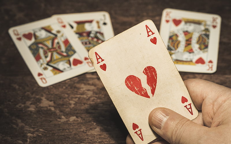 playing cards, ace of hearts, poker concepts, gambling games, HD wallpaper
