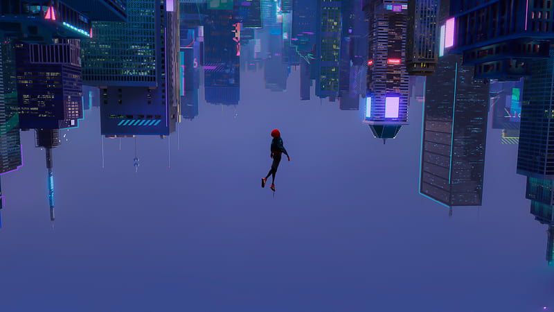 Spider-Verse, miles morales, spider-man, into the spider-verse, city, evening, comics, marvel, abstract, HD wallpaper