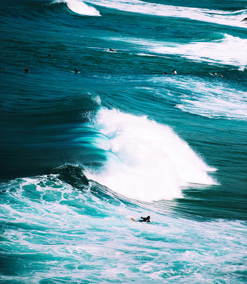 ocean, waves, surfing, surf, foam, HD phone wallpaper