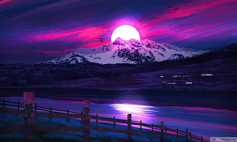 Night mountain, kerites, purple, hegy, ejszaka, HD wallpaper