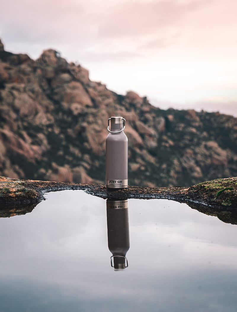 bottle, puddle, water, reflection, HD phone wallpaper