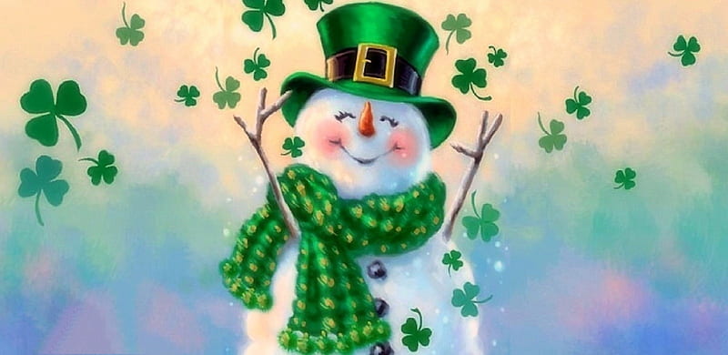 Irish Snowman, Christmas, irish, holidays, love four seasons, snowman, xmas and new year, winter, snow, HD wallpaper