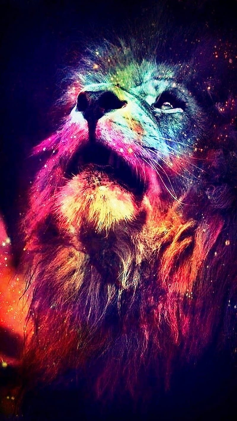 Lion, cats, colour, colourful, galaxy, king, lions, stars, HD phone  wallpaper | Peakpx