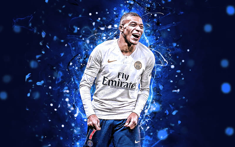 Kylian Mbappe, PSG, joy, white uniform, football stars, french ...