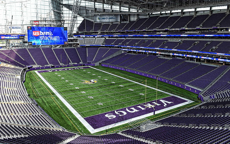US Bank Stadium, Minnesota Vikings Stadium, NFL, Minnesota Vikings, American football field, US Bank Stadium inside view, Minneapolis, Minnesota, USA, HD wallpaper