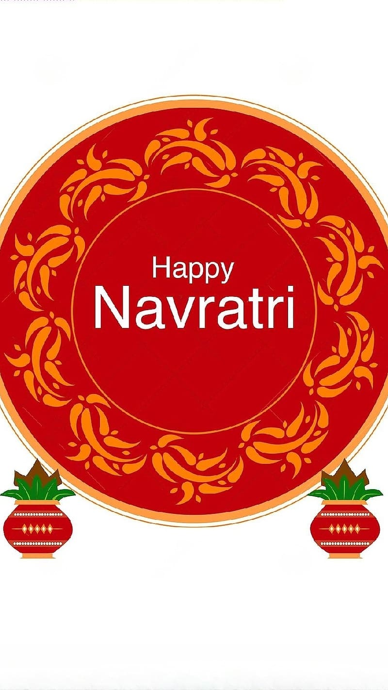 Happy Navratri, Red Designed Circle, HD phone wallpaper
