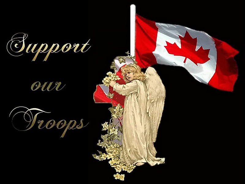 Support our troops, angel, troops, dom, support, flag, canada, HD wallpaper