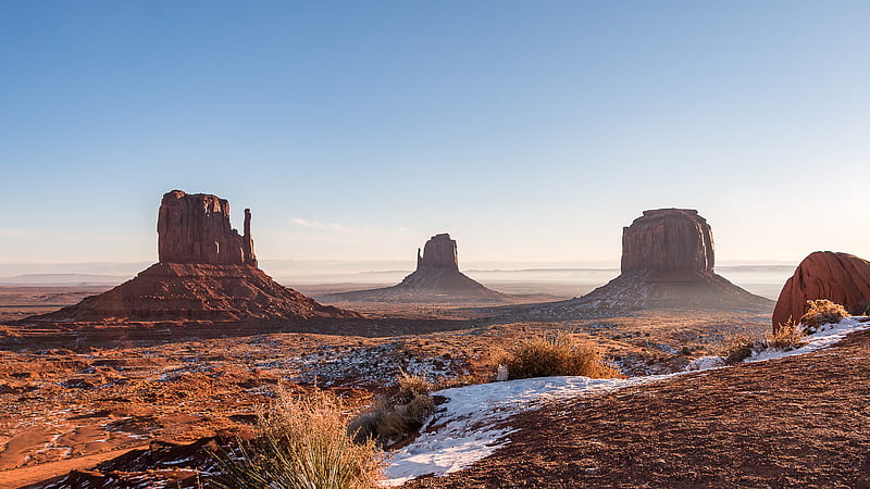 Rock Mountain In Dry Desert Under Blue Sky Nature, HD wallpaper
