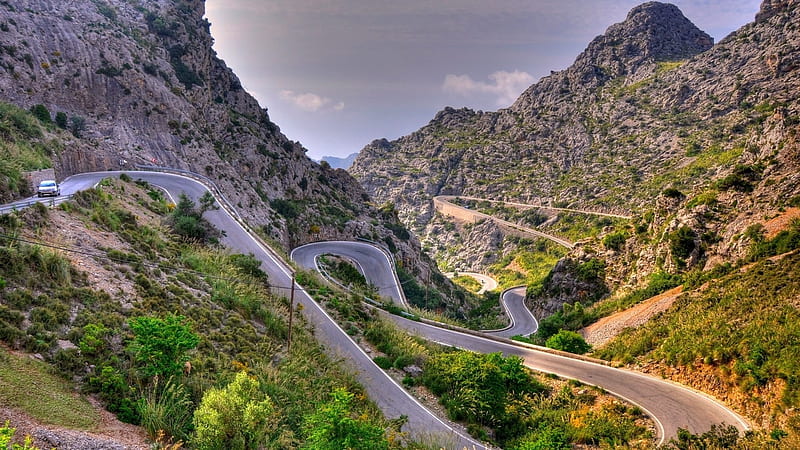 Man Made, Road, Mallorca , Mountain , Spain, HD wallpaper