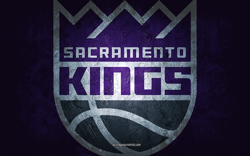Sacramento Kings, American basketball team, purple stone background, Sacramento Kings logo, grunge art, NBA, basketball, USA, Sacramento Kings emblem, HD wallpaper