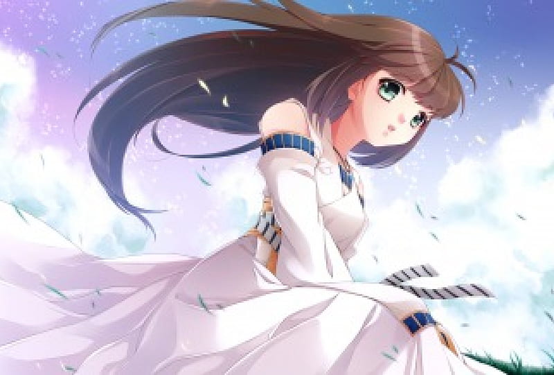 Sky Miko, miko, girl, oriental, orginal, long hair, HD wallpaper Sky Miko, miko, girl, oriental, orginal, long hair, HD wallpaper