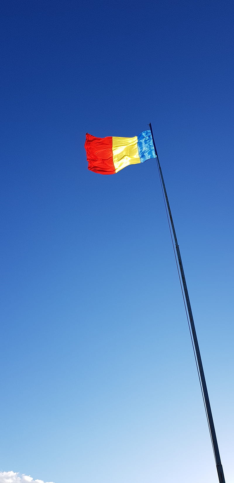 Flag, romania, blue, sky, red, yellow, new, cloud, one, HD phone wallpaper