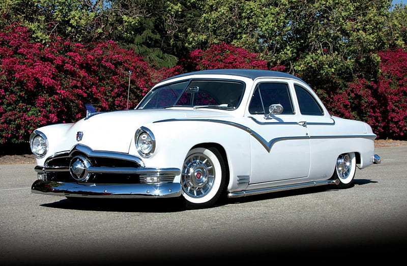 1950-Ford-Coupe, Classic, White, Whitewalls, 1950, HD wallpaper