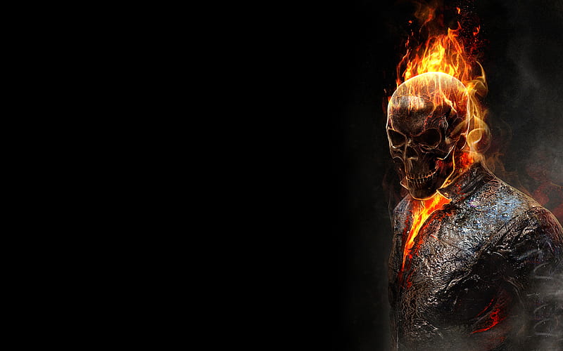 Burning Ghost Rider, ghost-rider, superheroes, HD wallpaper
